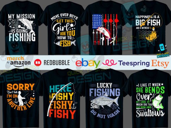 Fishing Funny Vector T Shirt Bundle: Graphics & Print Templates