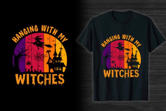 Halloween T-Shirt Design Hanging Witches Graphics