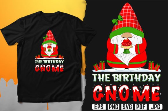 The Birthday Gnome: A Playful Graphics Asset for T-Shirt Designs